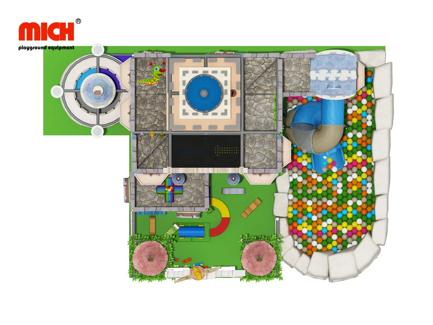 Mich Naughty Castle, equipamento de playground interno para entretenimento infantil à venda